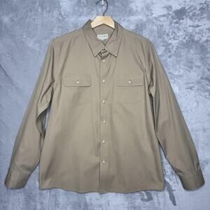 Tecovas Shirt Mens Large Beige Twill Western Button Front Workwear Cotton Casual